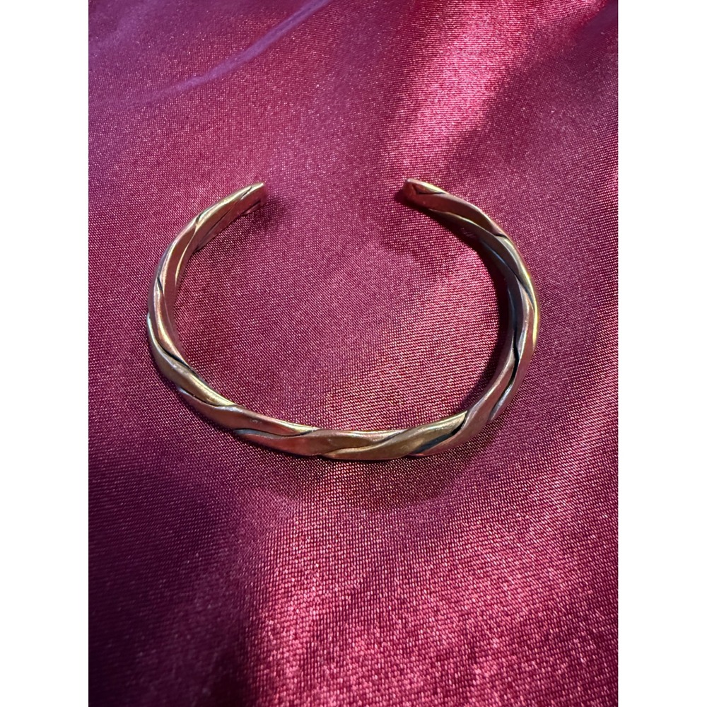 Vintage Mixed Metal Twisted Cuff Bracelet Tri-Color Copper Brass Bangle Cuff